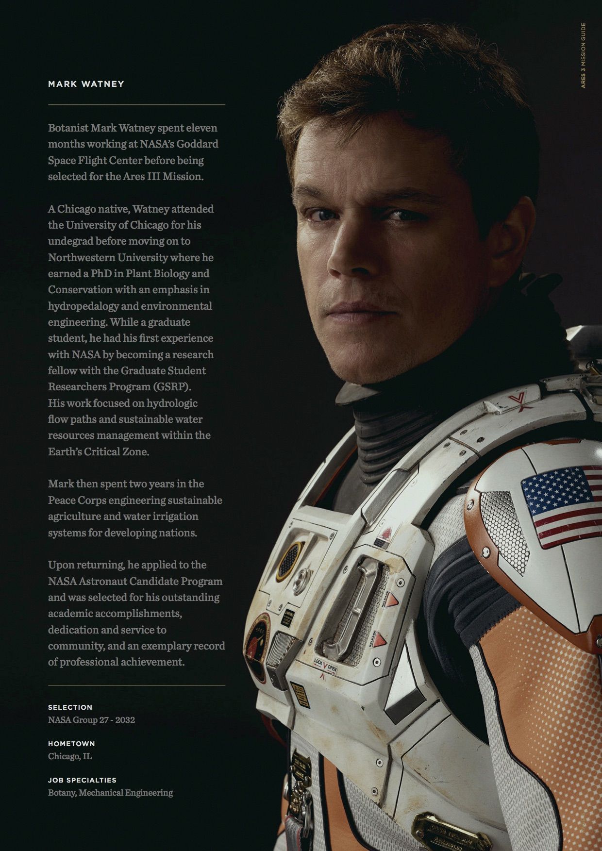 The Martian Mission Guide Biography Mark Watney