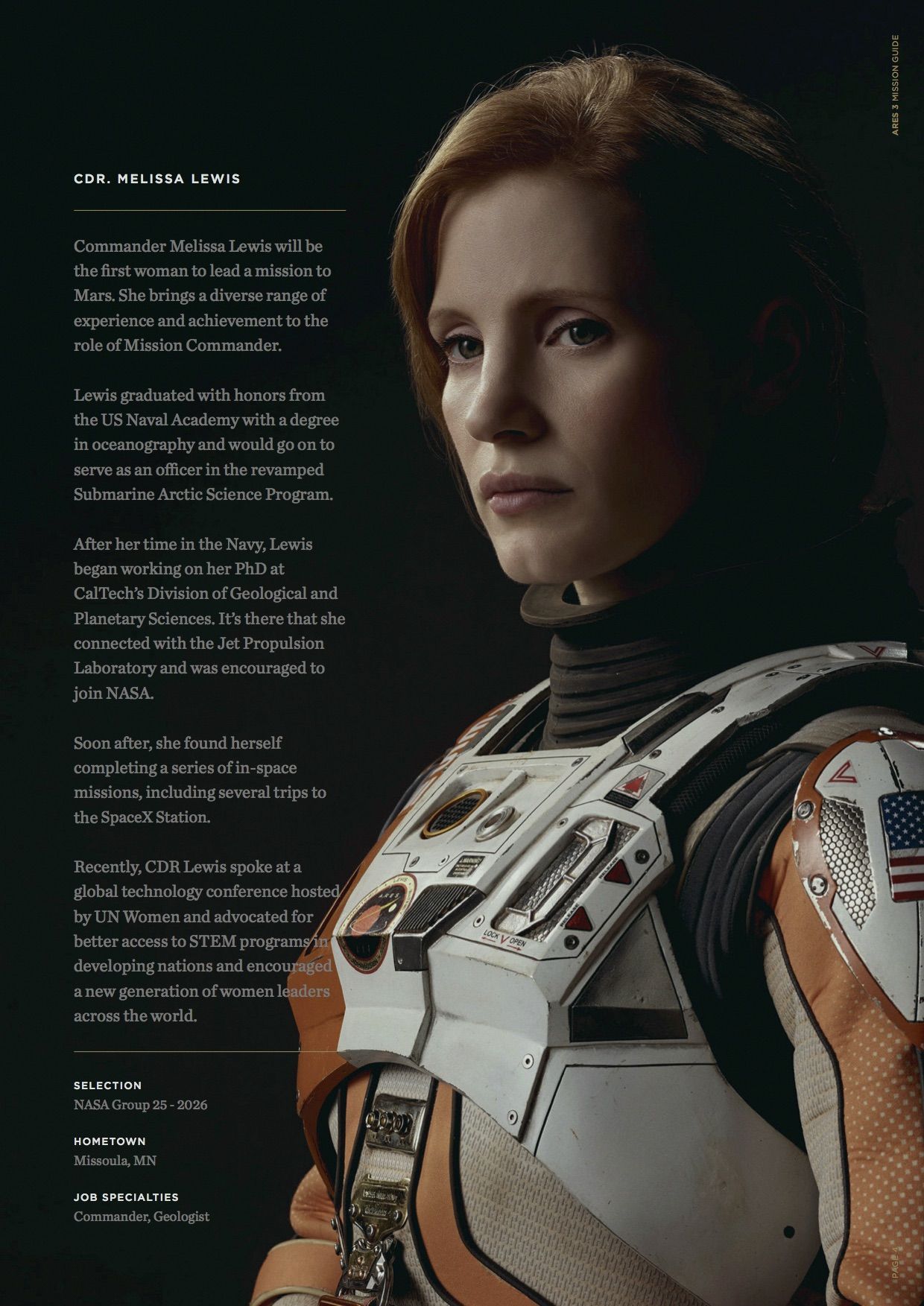 The Martian Mission Guide Biography Melissa Lewis