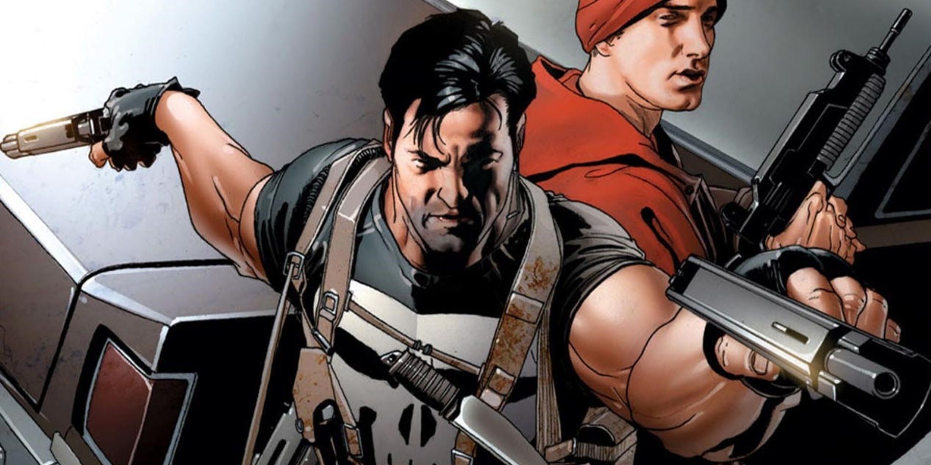 The Punisher and Eminem armed with guns on their comic cover