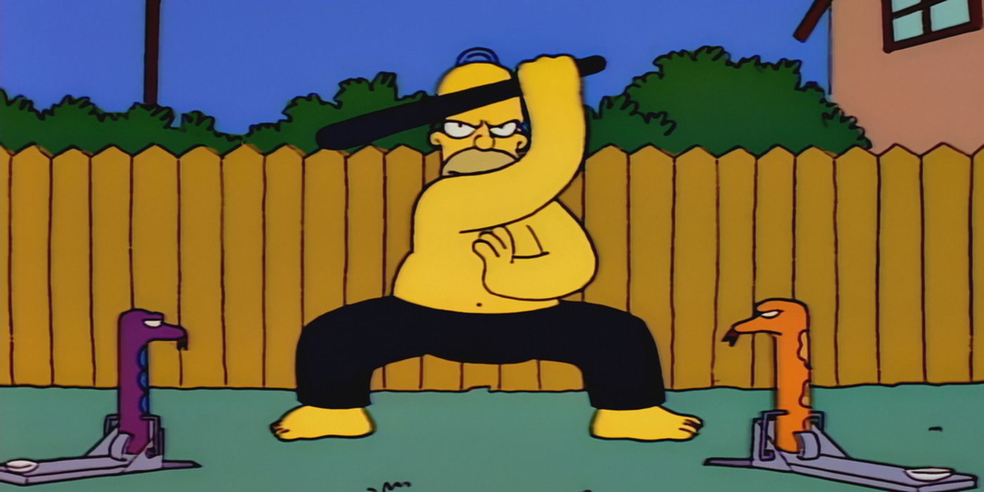 Homer whacking on Whacking Day in The Simpsons