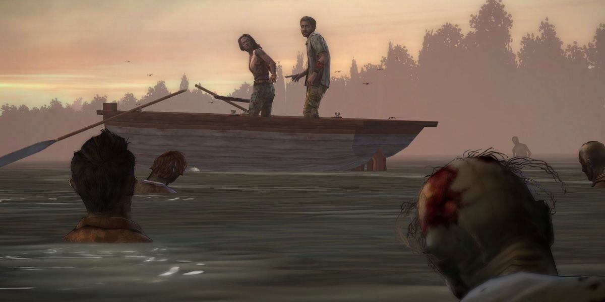 The Walking Dead Michonne zombies in water
