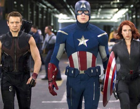 Captain America and his team in The Avengers