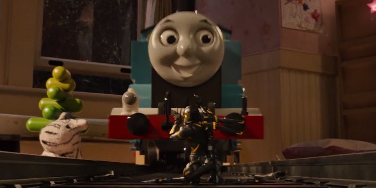 Thomas the Tank Engine in Ant Man chugging toward the viewer