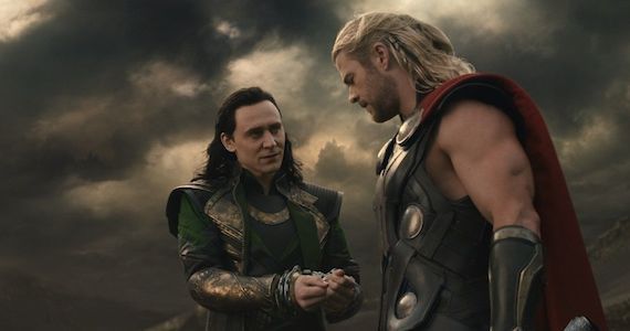 Loki (Tom Hiddleston) and Thor (Chris Hemsworth)
