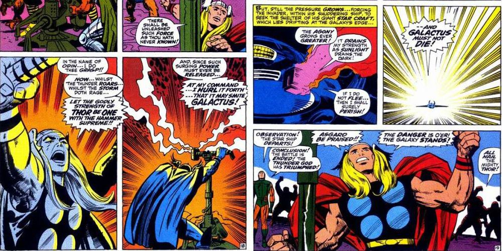 Thor uses God Blast on Galactus