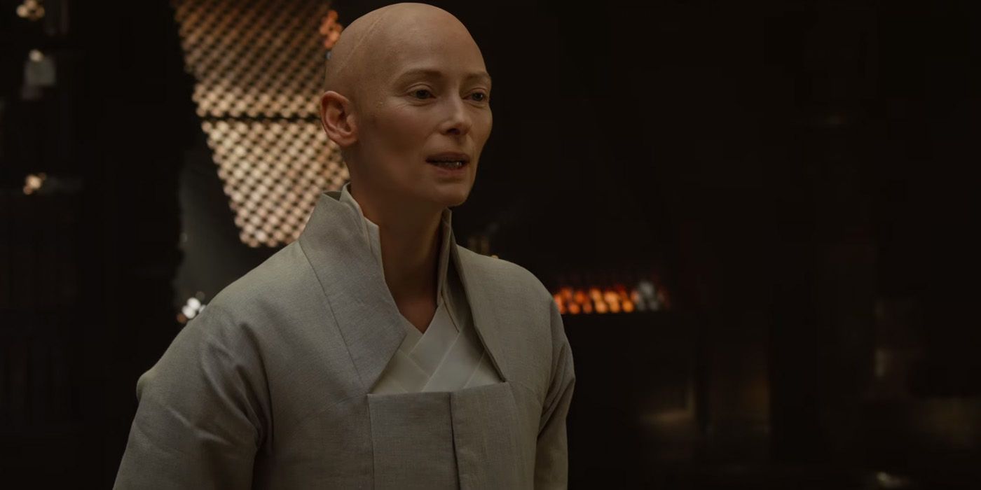 Tilda Swinton as The Ancient One in Doctor Strange.