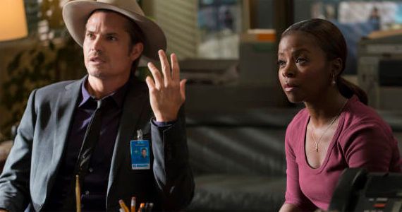 Timothy Olyphant and Erica Tazel in Justified Truth and Consequences