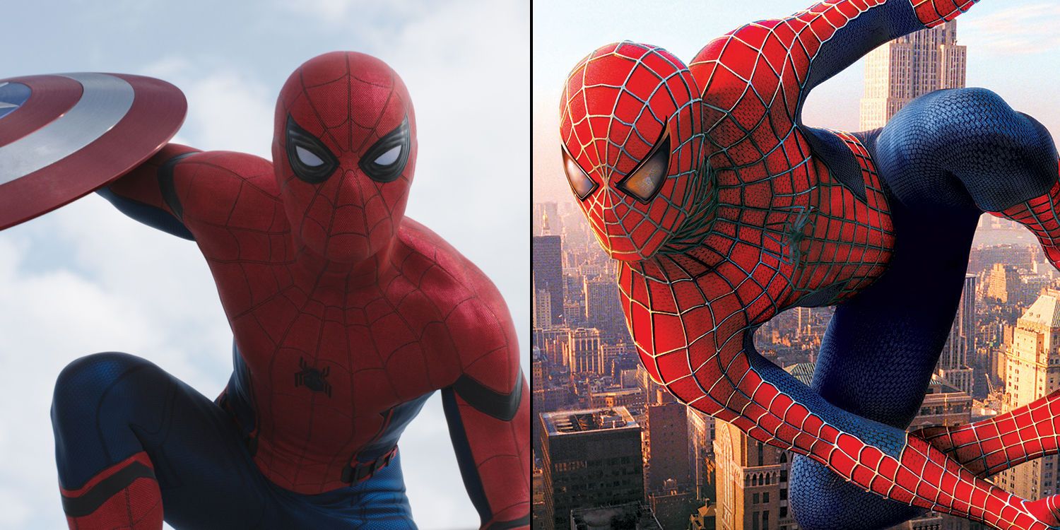 Tom Holland Spider-Man and Tobey Maguire Spider-Man