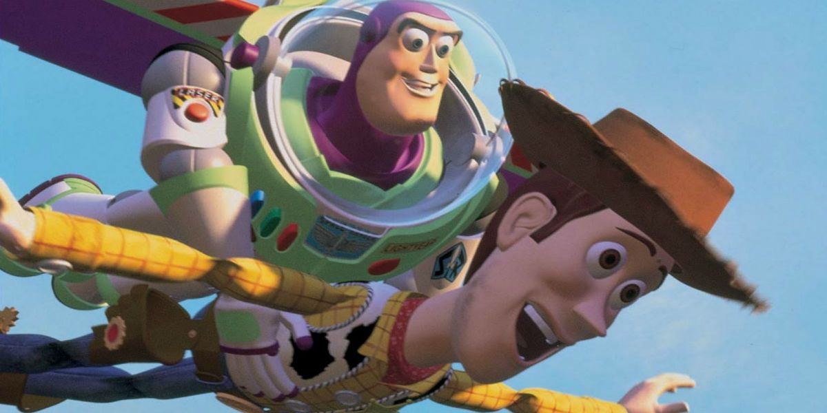 Buzz and Woody fly in Toy Story