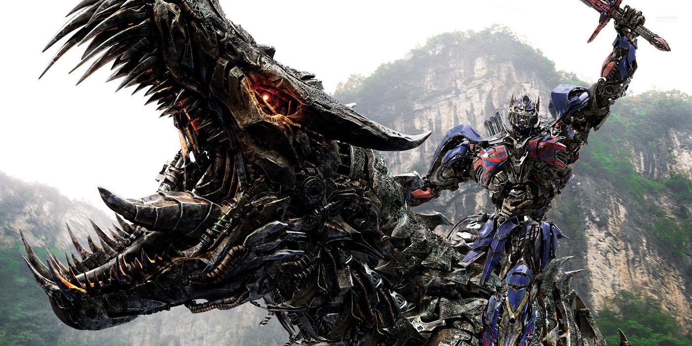 Transformers Age of Extinction where a transformer rides a dinosaur