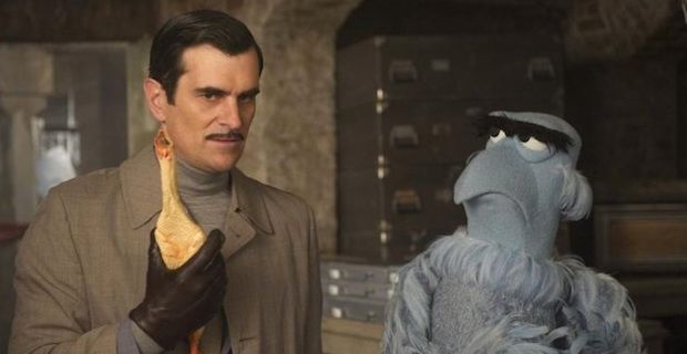 Ty Burrell and Sam the Eagle in 'Muppets Most Wanted'