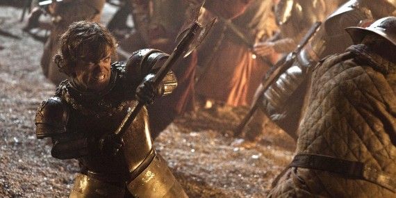 Tyrion Lannister fighting at the battle of the Blackwater