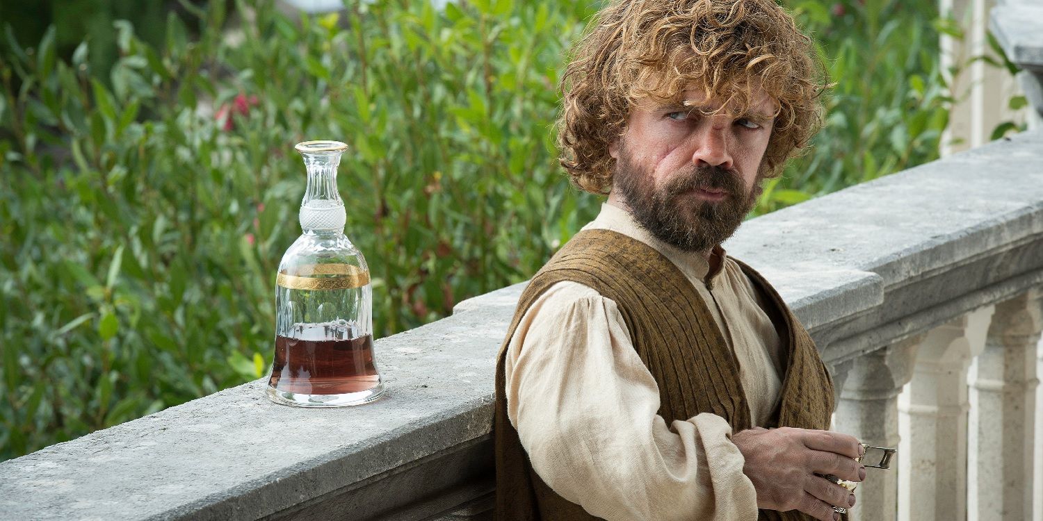 Tyrion Lannister drinking wine in Game of Thrones season 5