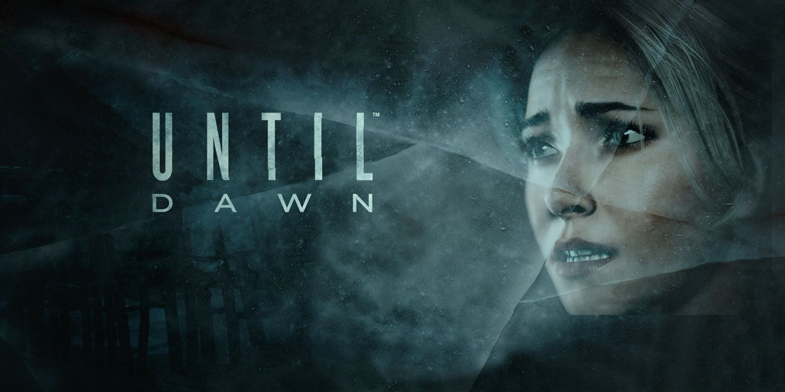 A scared woman next to the Until Dawn title card