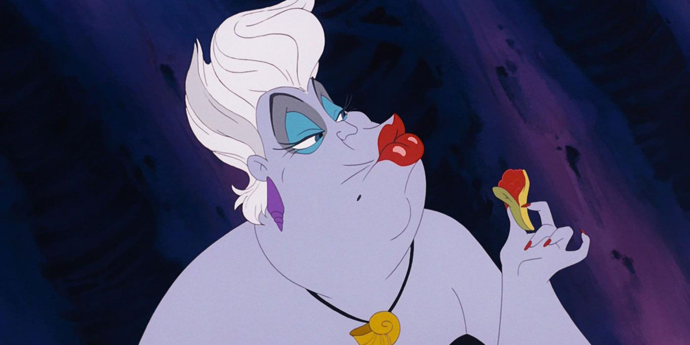 Ursula putting on lipstick in Disney's The Little Mermaid
