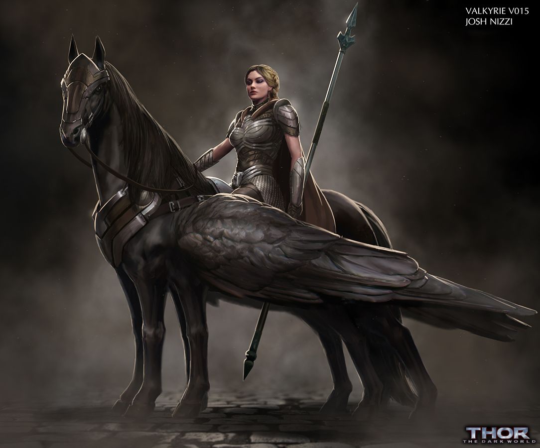 Valkyrie on Pegasus Concept Art for Thor: The Dark World