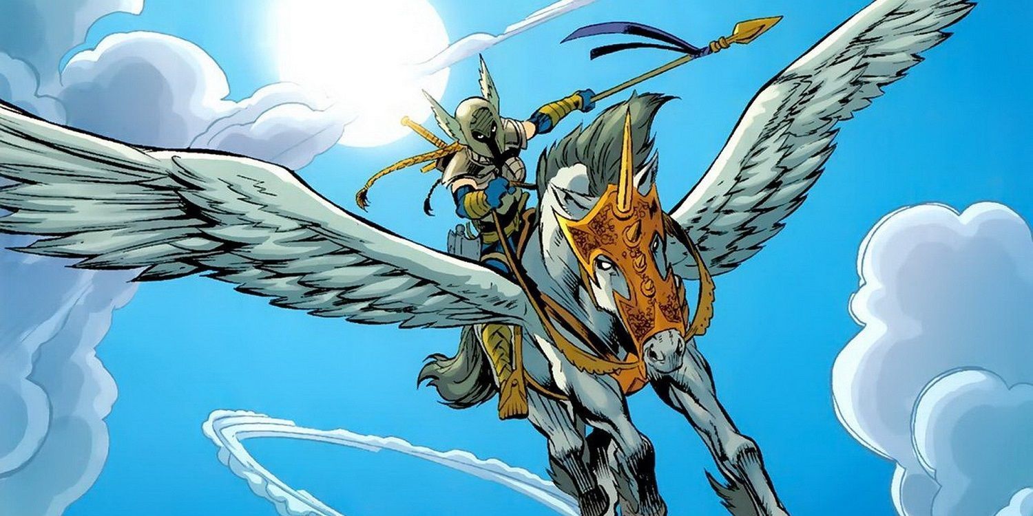 Valkyrie with winged steed Marvel comics