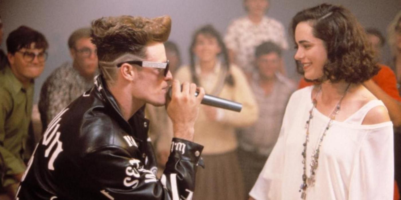 Vanilla Ice rapping with Kristin Minter in Cool as Ice.