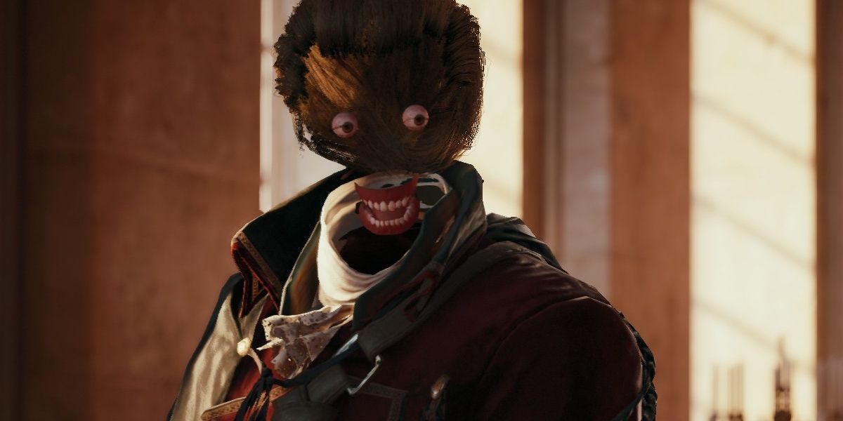 A character with missing facial features in AC Unity