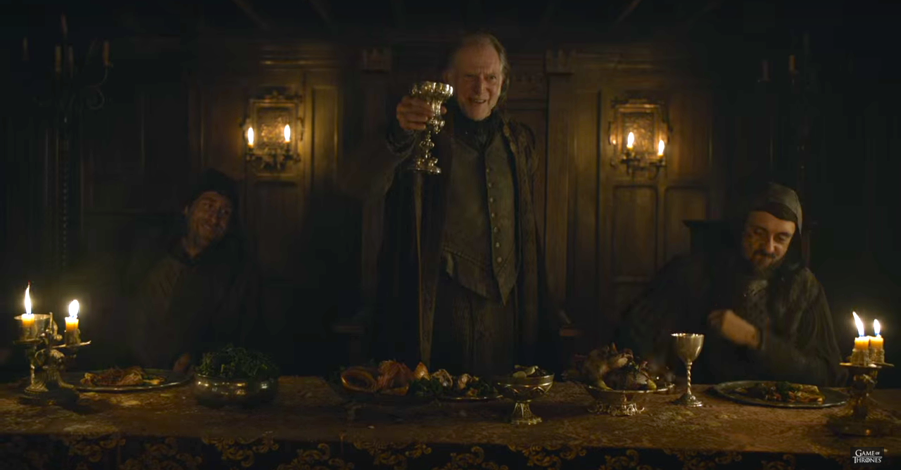 Lord Walder Frey raises a glass in Game of Thrones season six