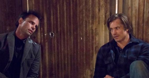 Walton Goggins and Timothy Olyphant in Justified Kin