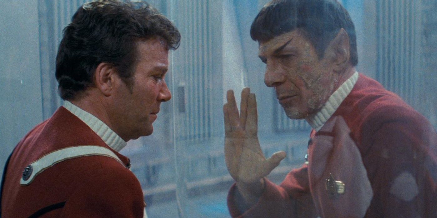 William Shatner and Leonard Nimoy in Star Trek Wrath of Khan