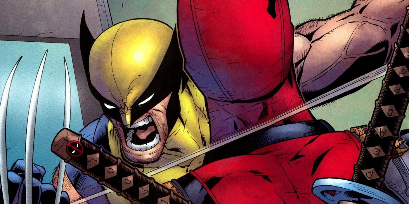 Wolverine fighting Deadpool in the comics
