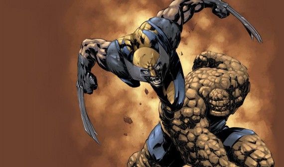 Wolverine and Thing in Fantastic Four X-Men Crossover