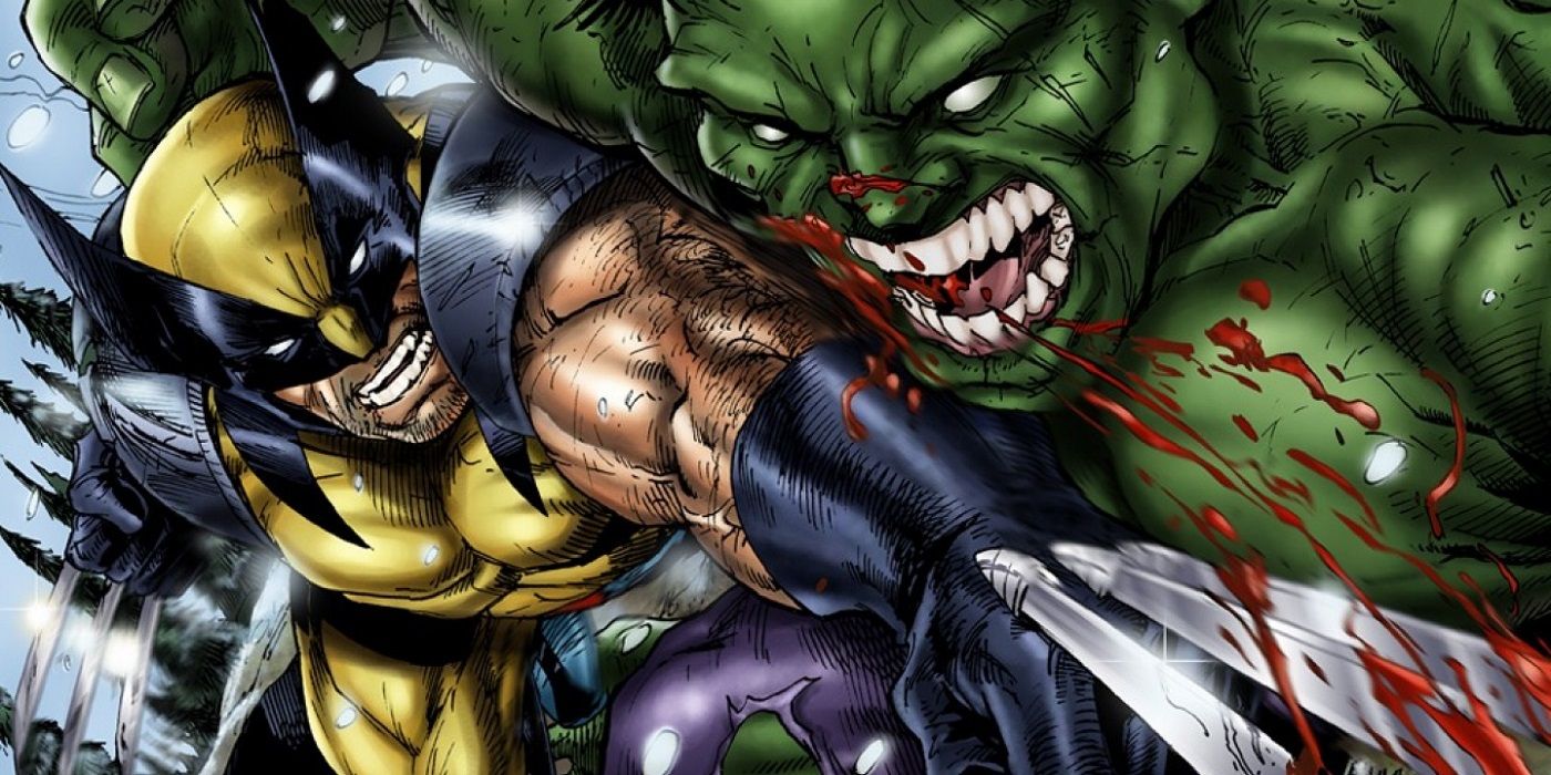 Wolverine slashing the Hulk in the Marvel comics