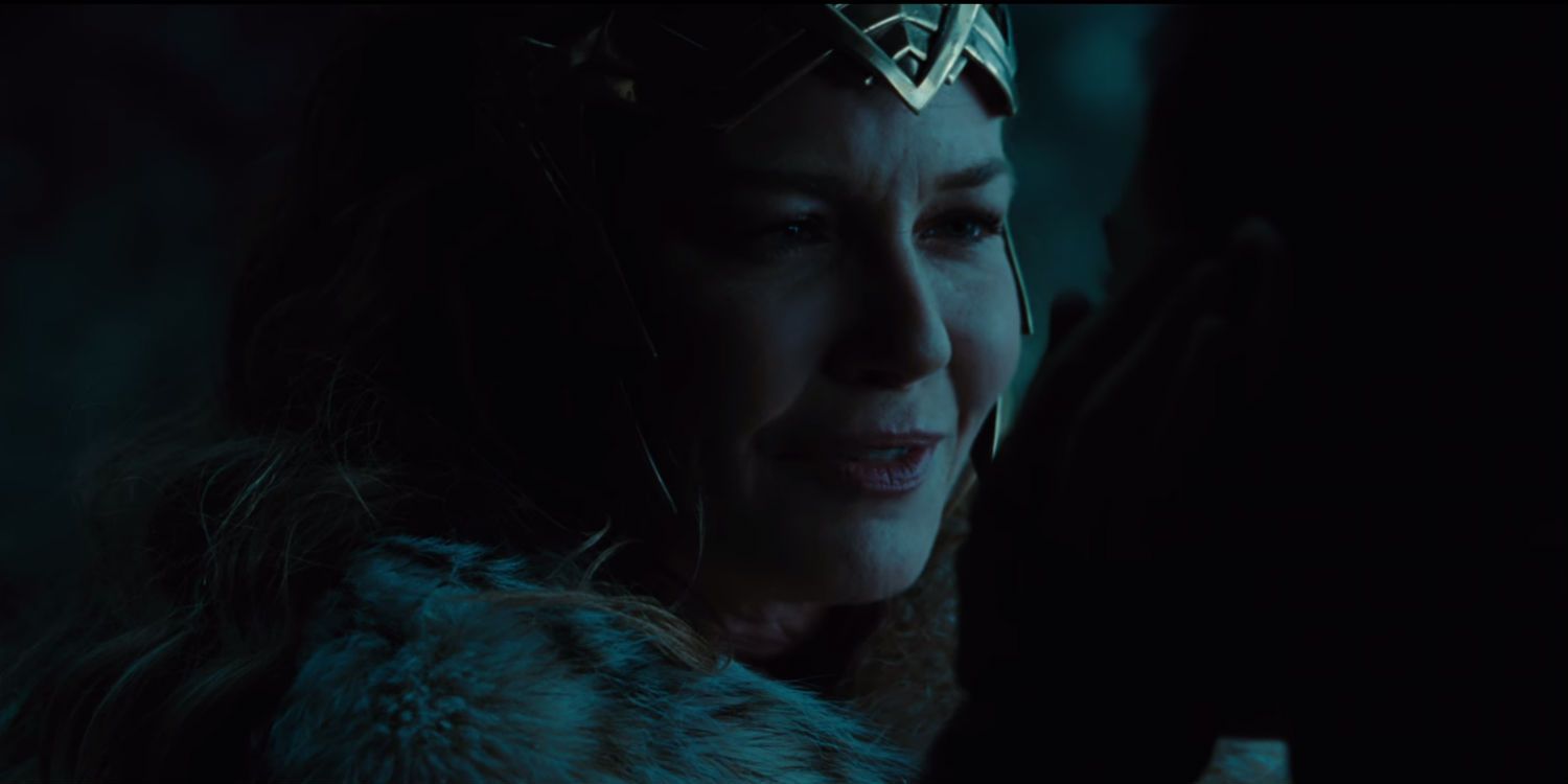 Hippolyta talks to her daughter before she leaves Themyscira in Wonder Woman