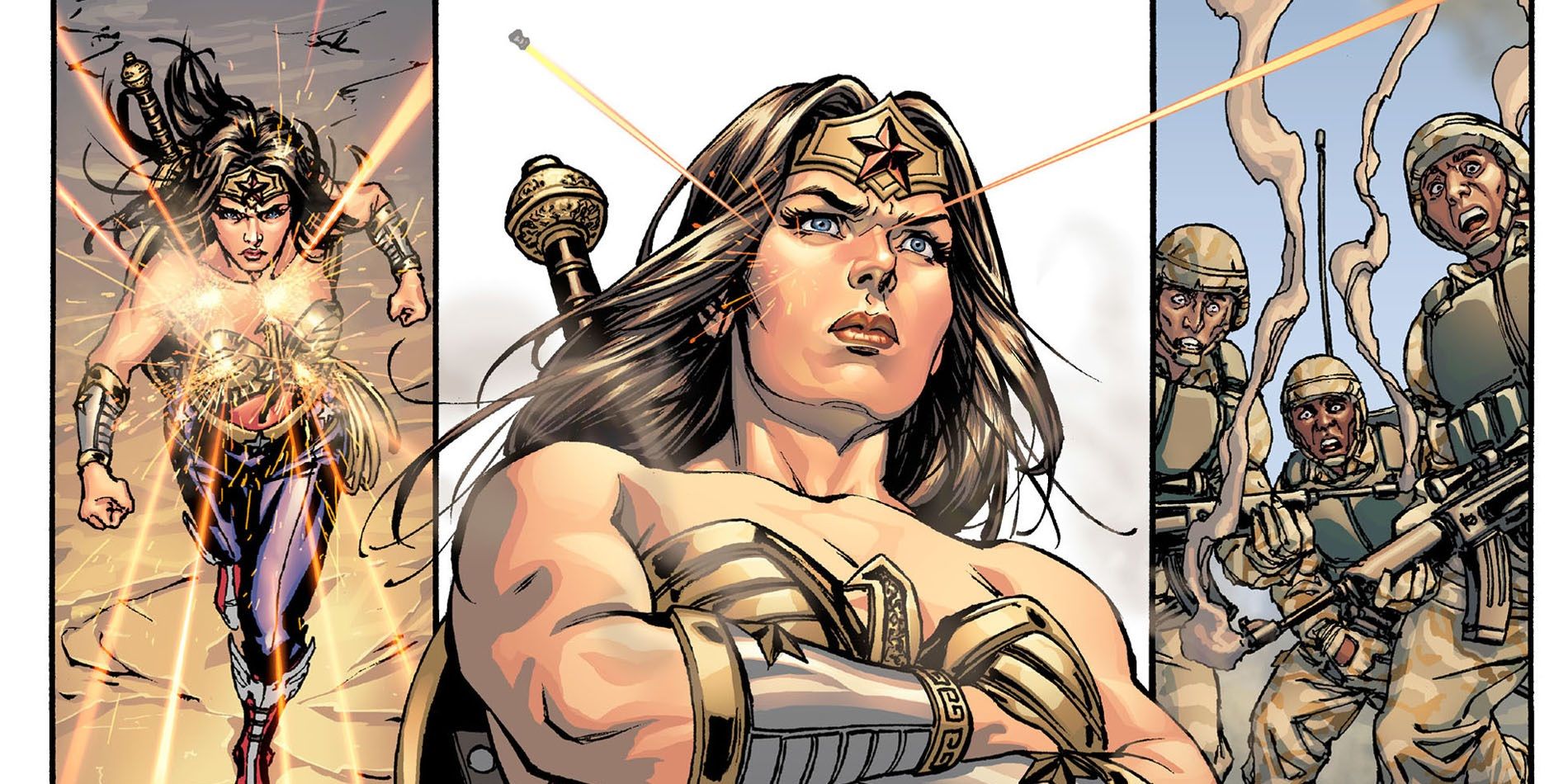 Wonder Woman impervious to being shot by soldiers