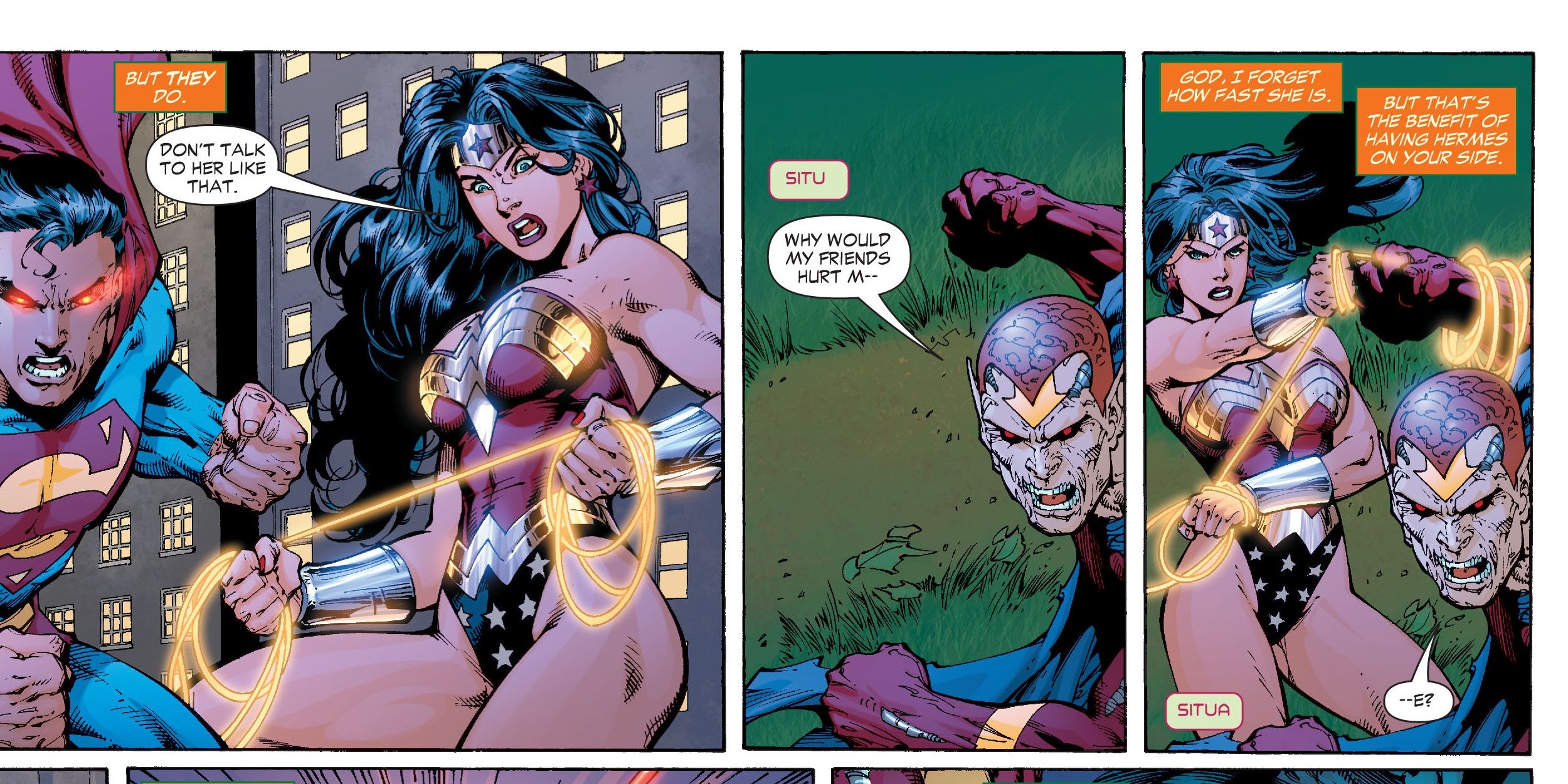 Wonder Woman using her super speed