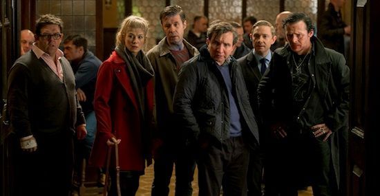 Nick Frost, Rosamund Pike, Paddy Considine, Eddie Marsan, Martin Freeman, and Simon Pegg in 'The World's End'