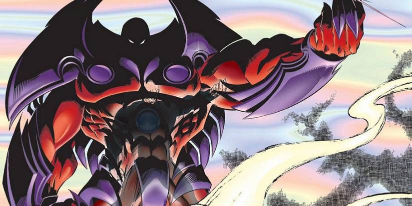 Onslaught raises his hands over smoke in a Marvel comic