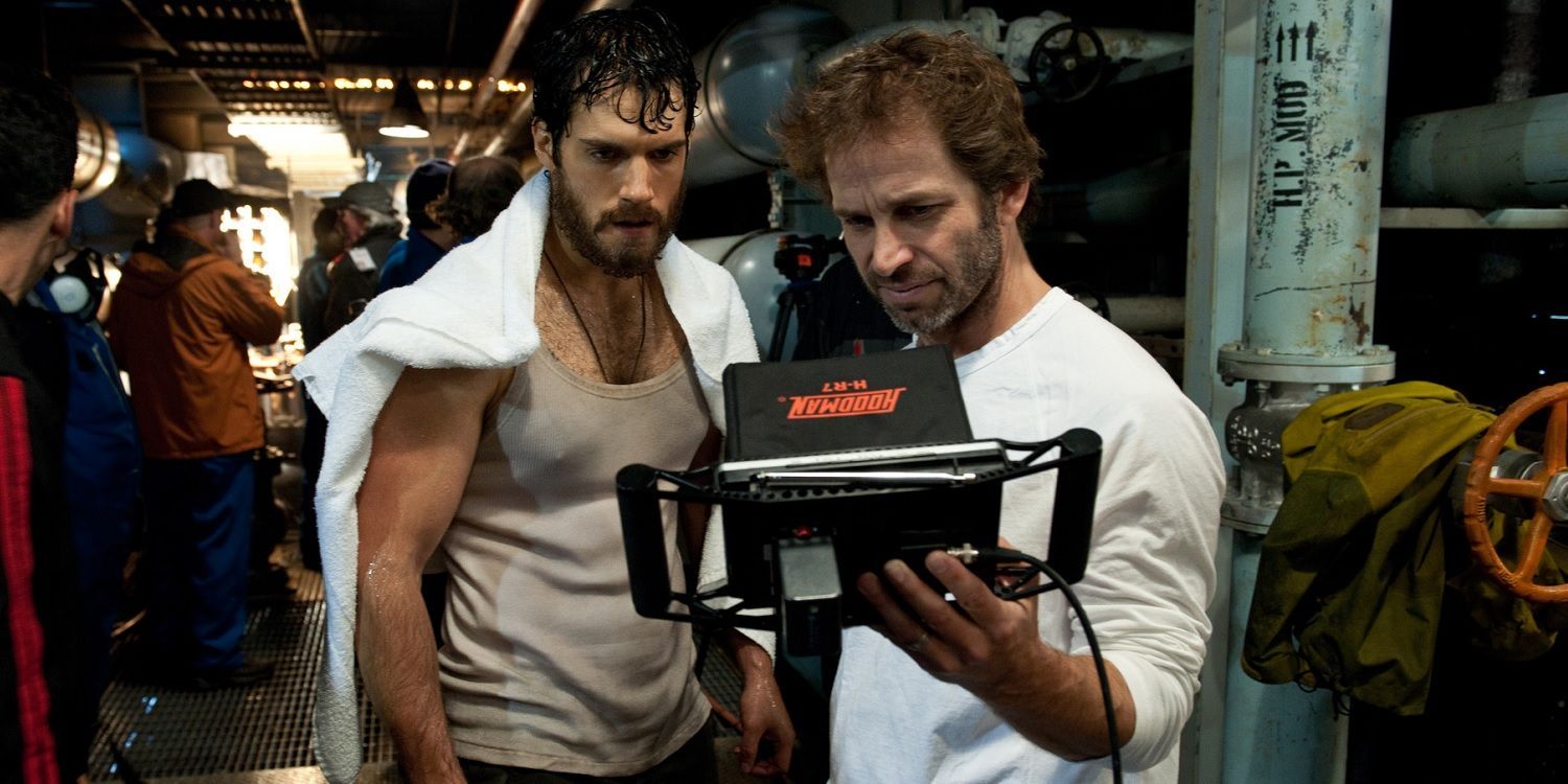 Zack Snyder and Henry Cavill on the set of Man of Steel