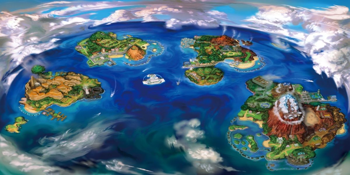 captura de tela de todo o mapa de Alola de Pokémon Sun e Moon