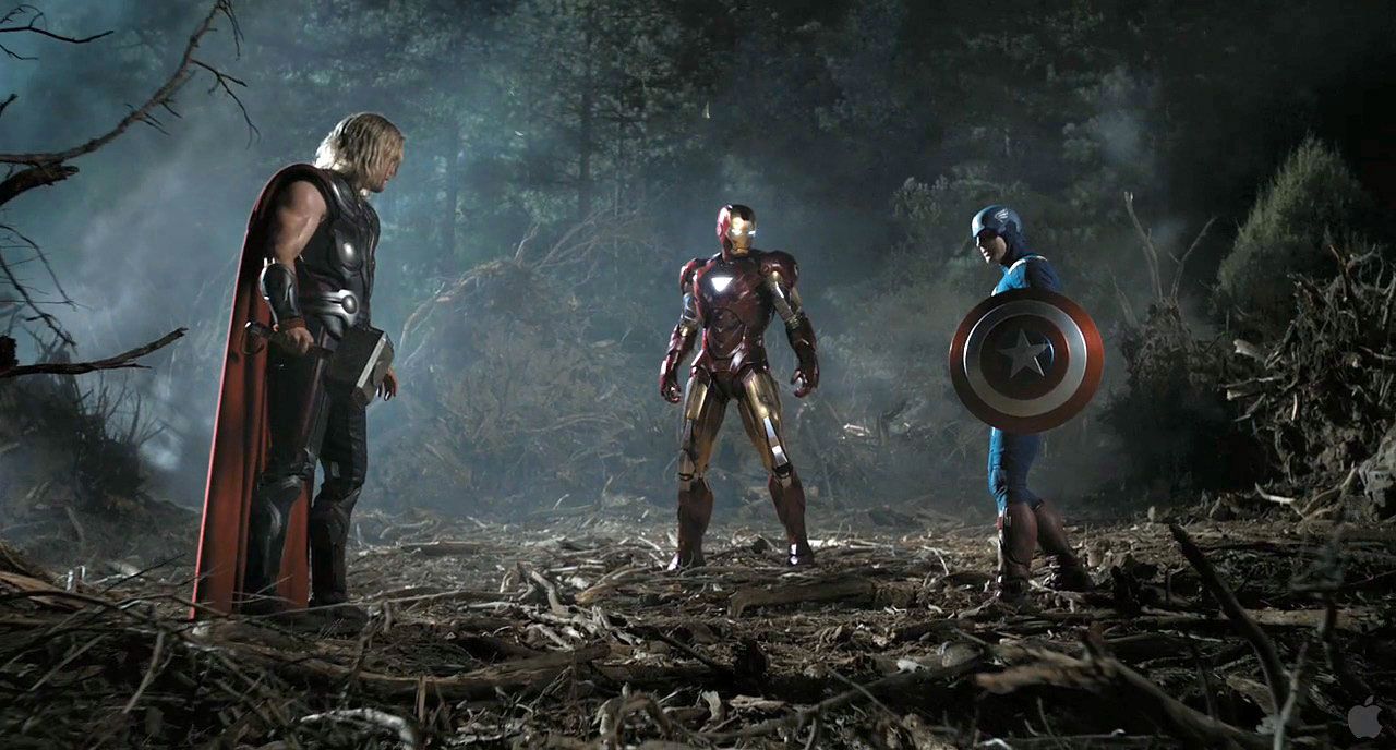 Chris Hemsworth Robert Downey Jr. and Chris Evans in &lsquo;The Avengers&rsquo;