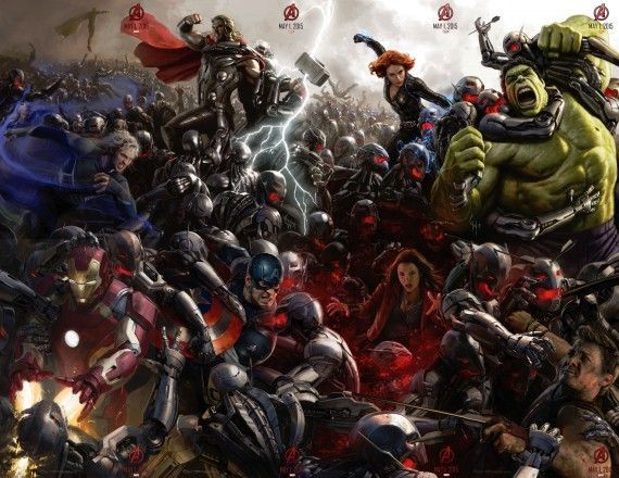 Avengers 2: Age of Ultron - Full Poster (featuring Iron Man, Captain America, Scarlet Witch, Quicksilver, Hawkeye, Black Widow, Hulk, Vision)