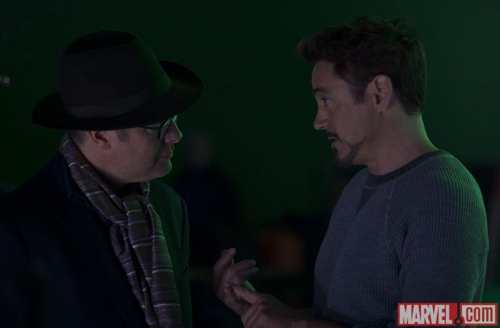 James Spader and RDJ on the Avengers 2 Set