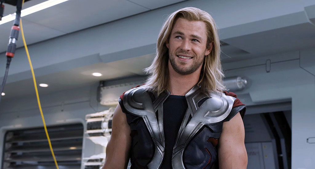 Chris Hemsworth as Thor in a lighthearted moment in 'The Avengers'