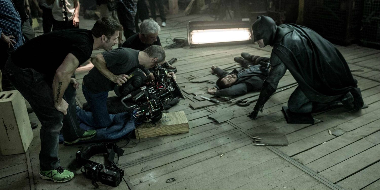 Zack Snyder and Ben Affleck filming Batman V Superman