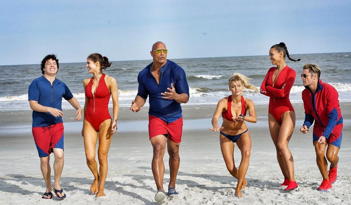 The Rock and the rest of the Baywatch cast