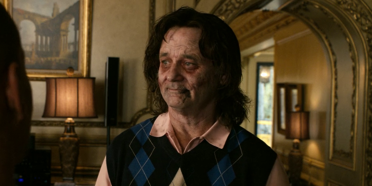 bill murray as a zombie impersonator in zombieland 