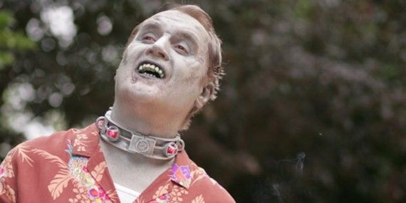 Fido the zombie laughs in his collar