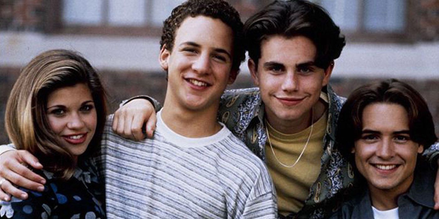 The main cast of Boy Meets World smiling for the camera