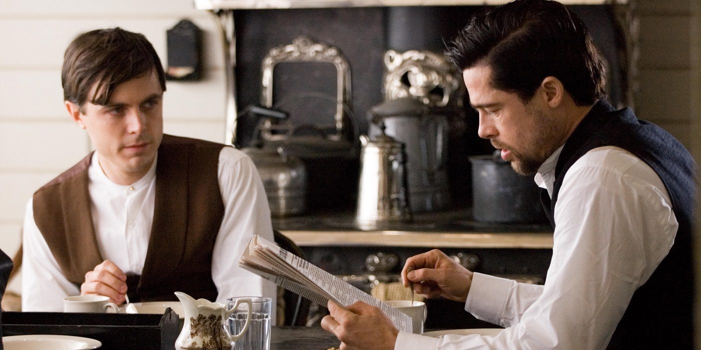 Brad Pitt and Casey Affleck in the Assassination of Jesse James