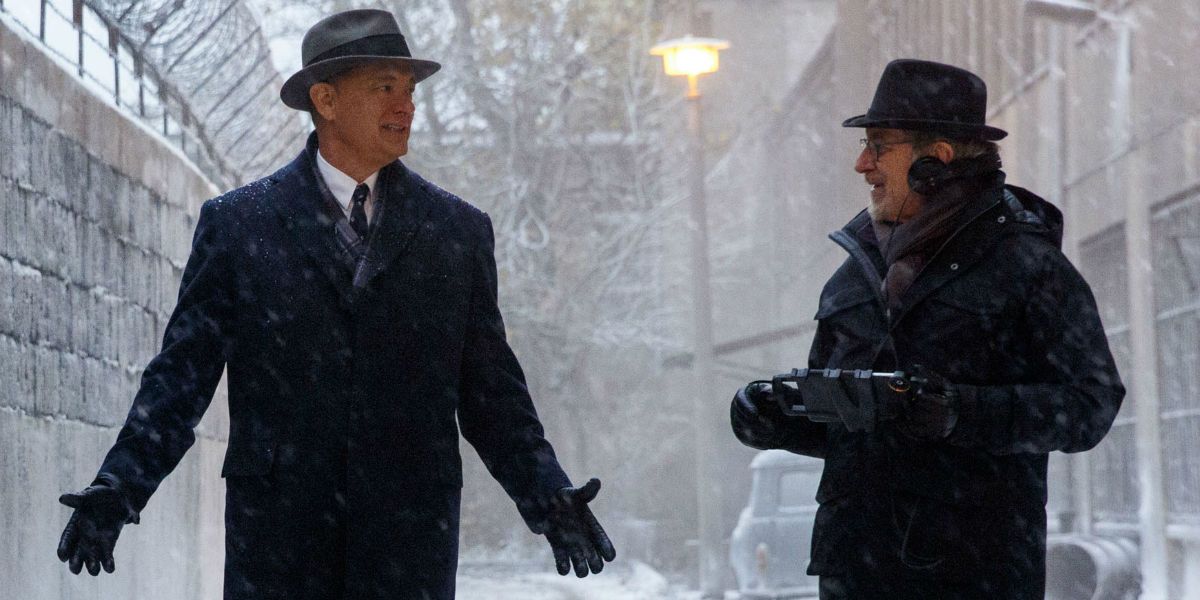Tom Hanks and Steven Spielberg filming Bridge of Spies