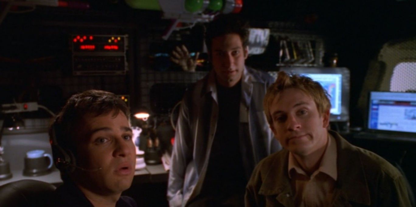 Jonathan (Danny Strong), Warren (Adam Busch), and Andrew (Tom Lenk) - Buffy the Vampire Slayer