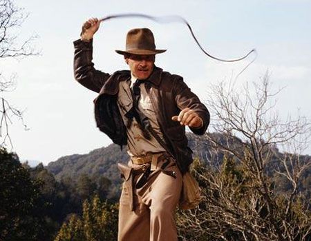 Indiana Jones with his bullwhip from Indiana Jones and the Raiders of the Lost Ark