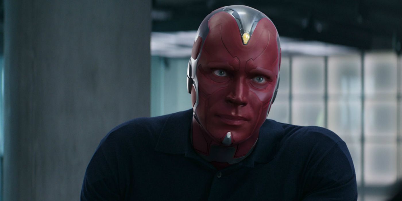 Paul Bettany as Vision wearing a sweater in Captain America: Civil War